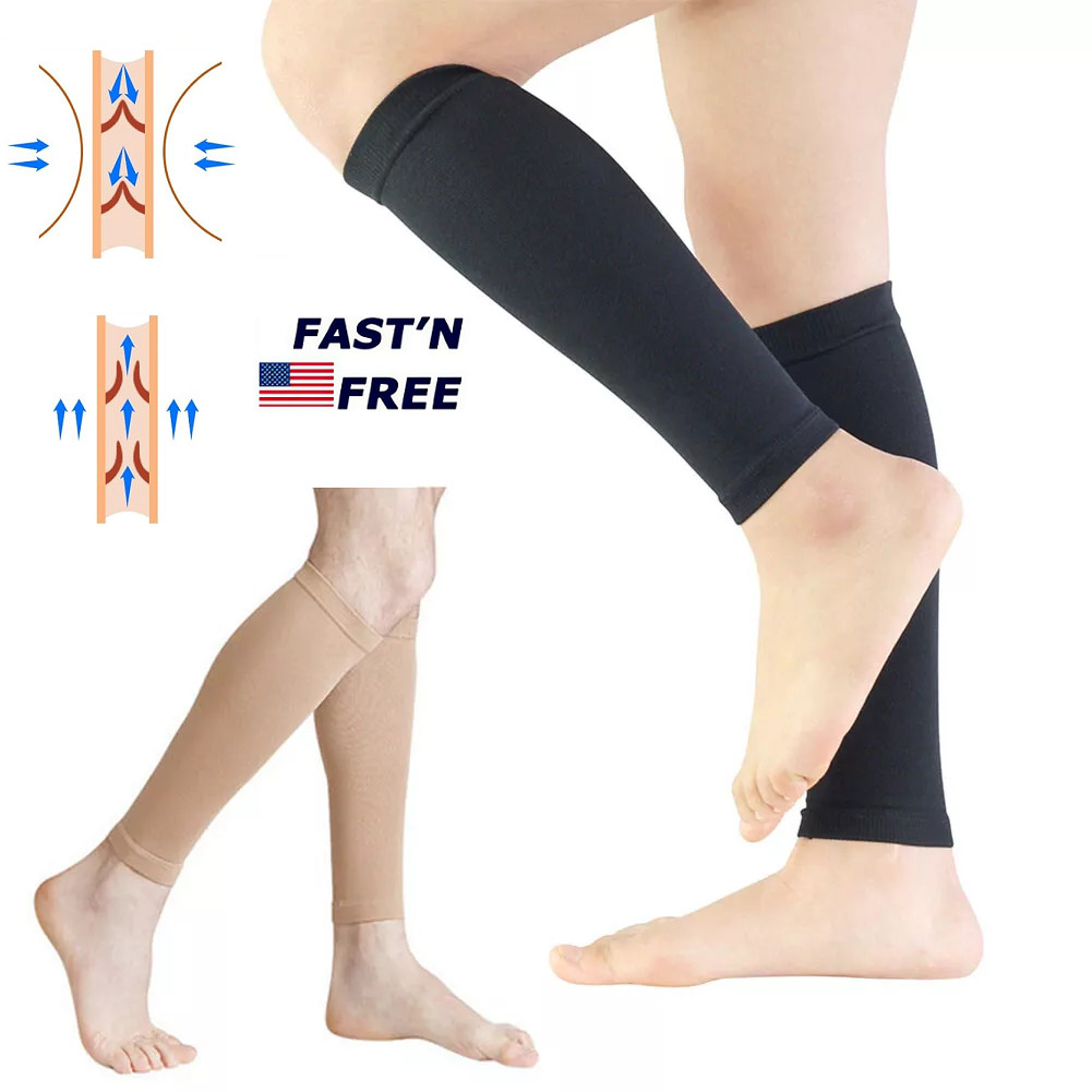 Calf Sleeves Leg Support Compression Socks Running Shin Splint Varicose Hot USA