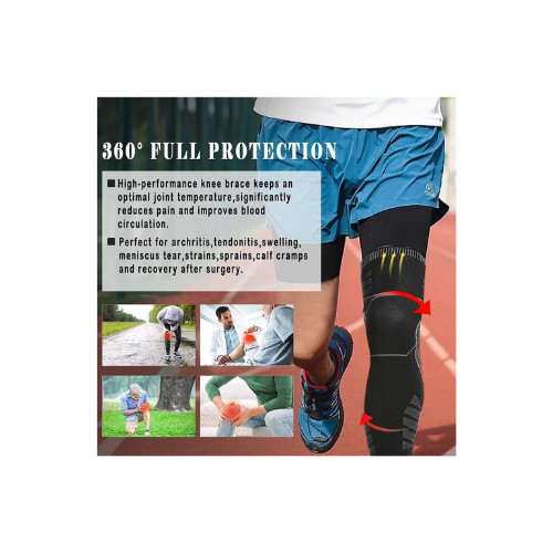 Full Leg Compression Sleeve Knee Support Brace for Sports Running Gym