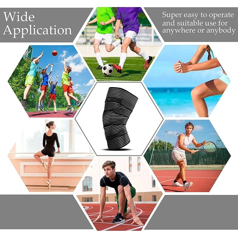 EXTRA LONG ELASTIC KNEE WRAP COMPRESSION BANDAGE – ADJUSTABLE SUPPORT FOR SQUATS