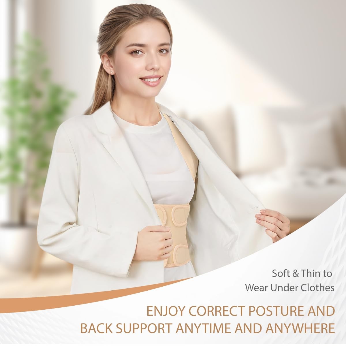 EPICGALA Posture Corrector for Women/Men Adjustable Full Back Large, Beige