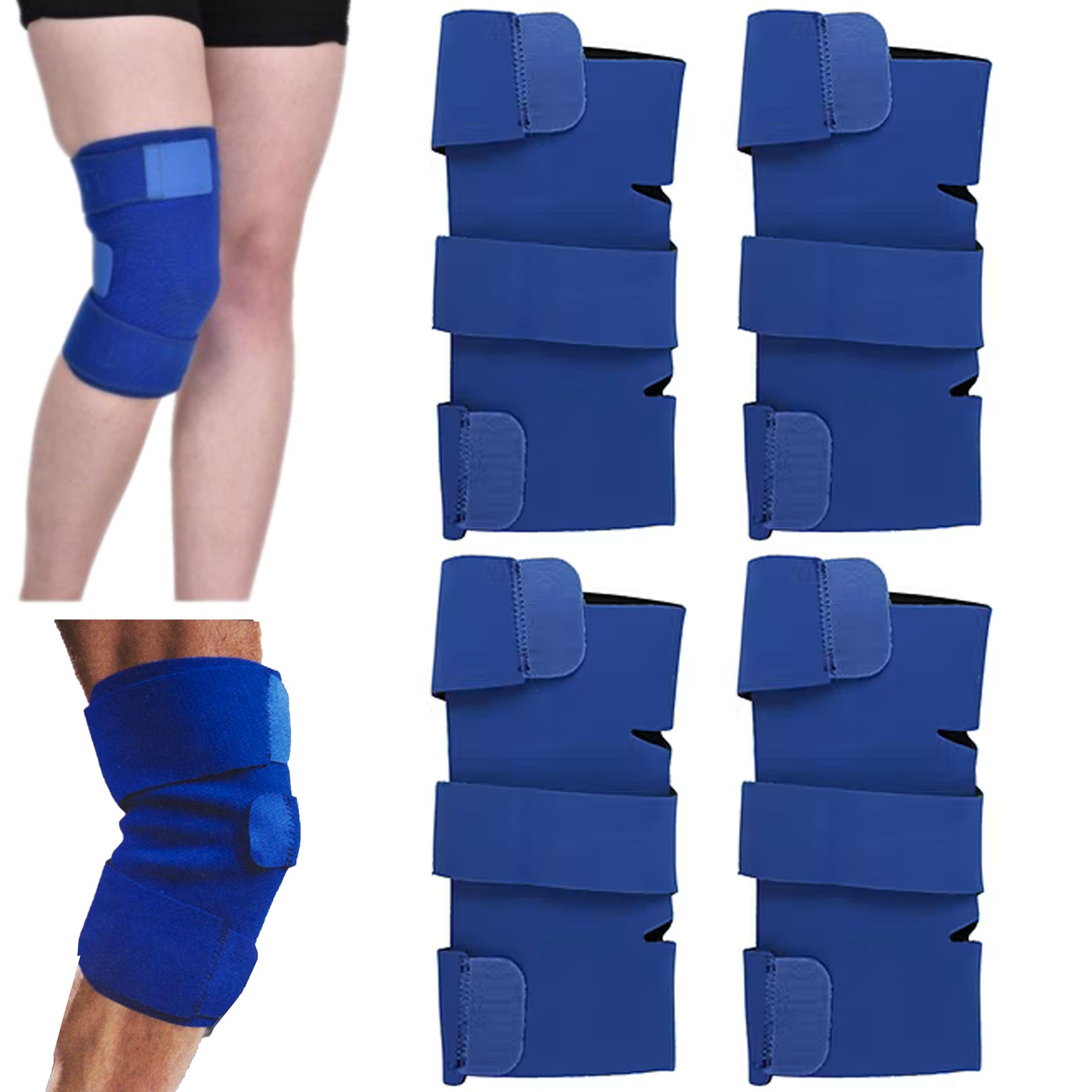 Set of 4 Adjustable Knee Braces: Provides Patella Support Compression Sleeves f