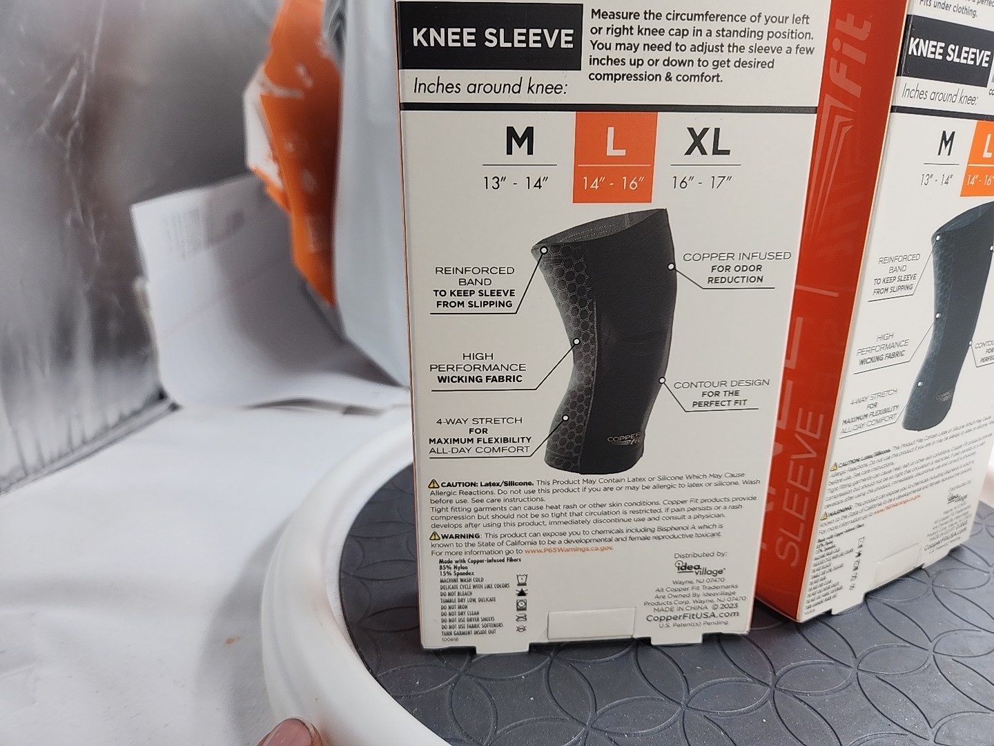 Copper Fit Freedom (Size L) Copper Infused Compression Knee Sleeve New 2 Pack
