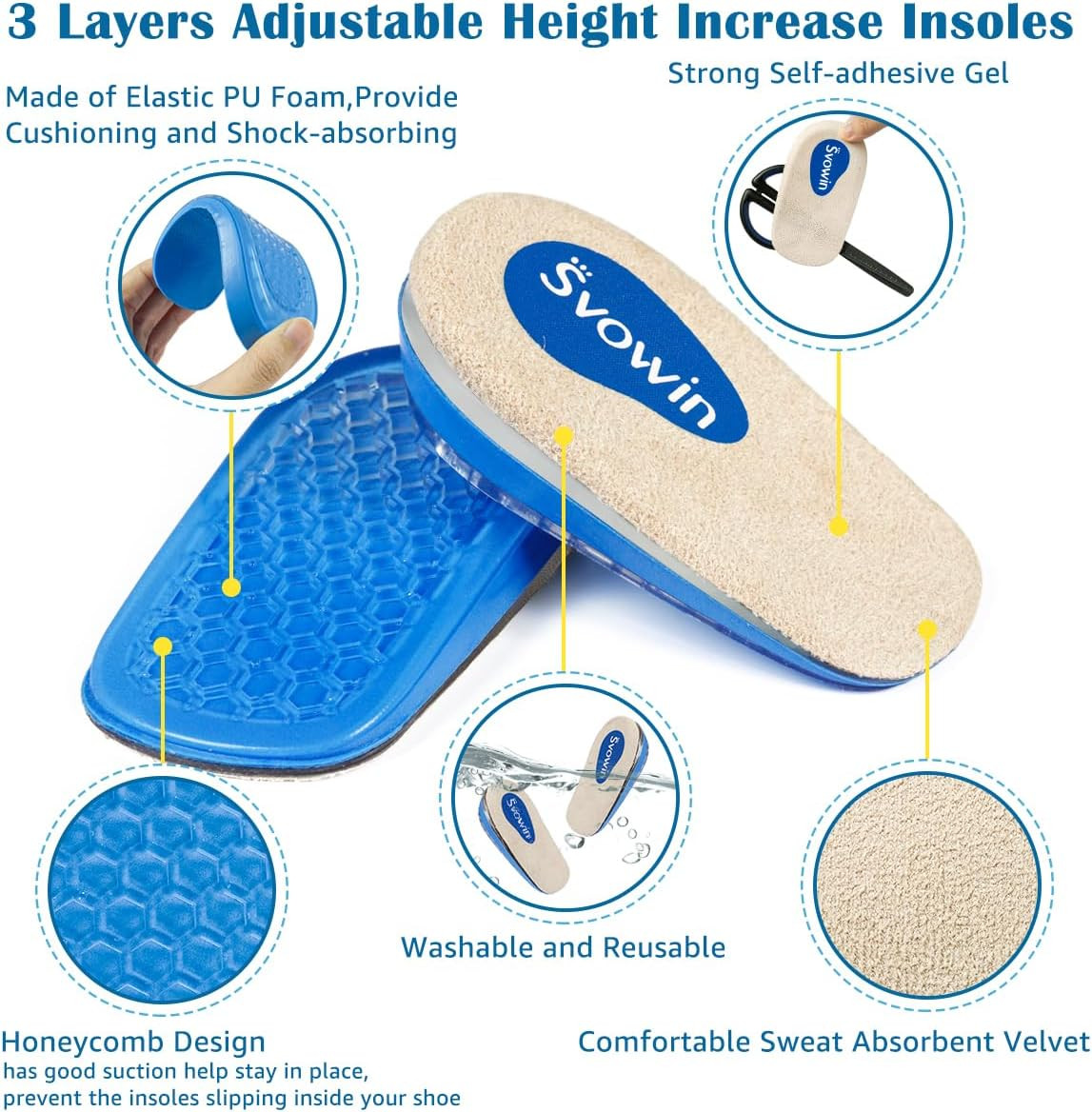 3 Layers Adjustable Orthopedic Heel Wedge Lift for Leg Length Discrepancies
