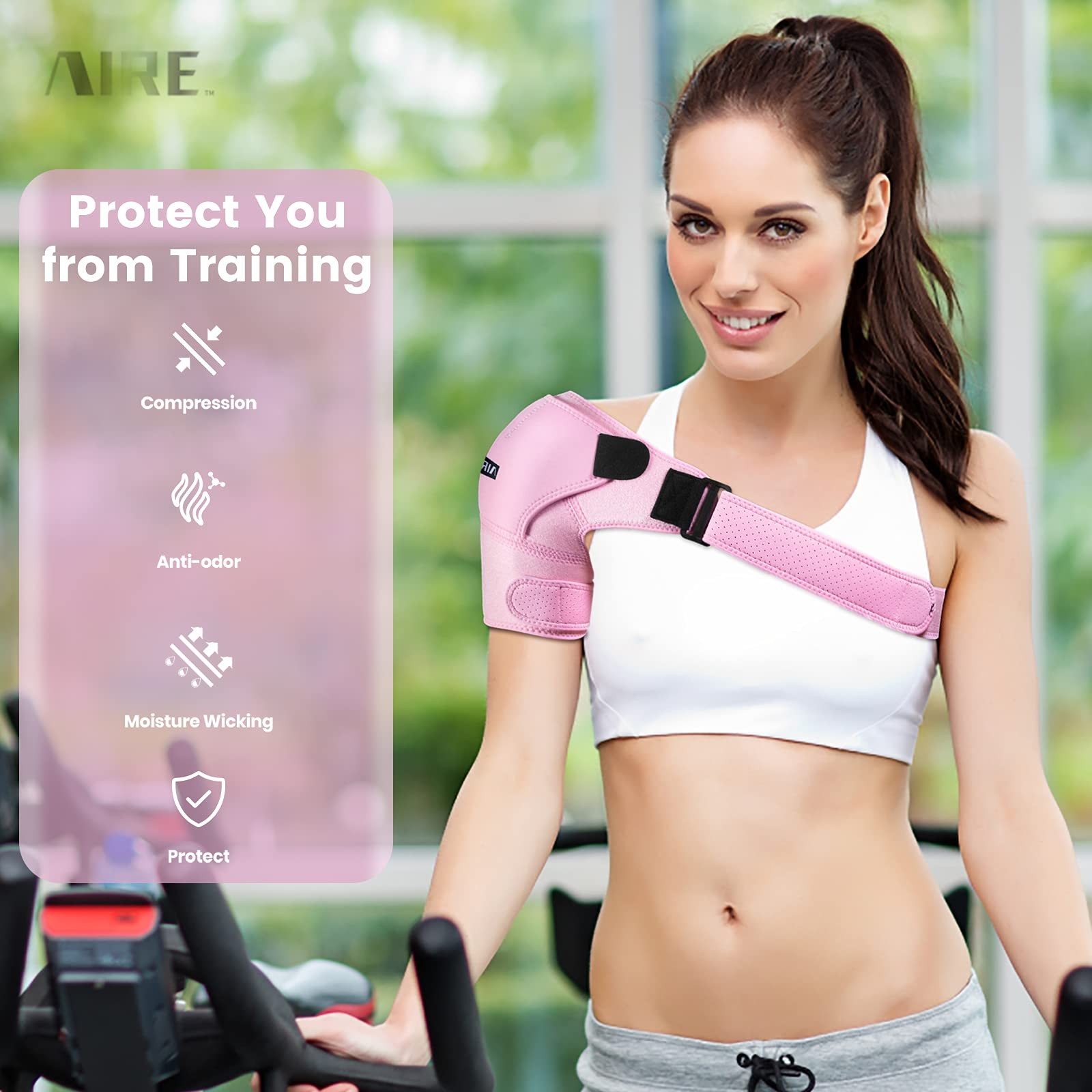 Shoulder Brace for Women and Men Recovery Shoulder. Adjustable One Size, Pink