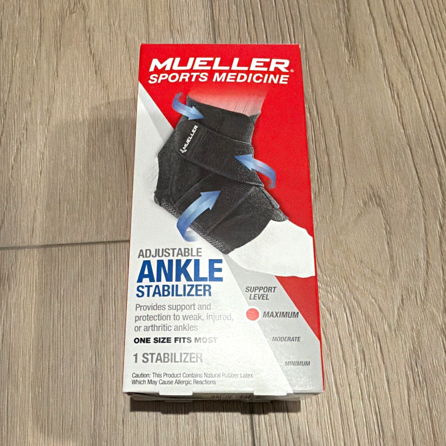 Mueller Adjustable Ankle Stabilizer Brace One Size Neoprene Black Support