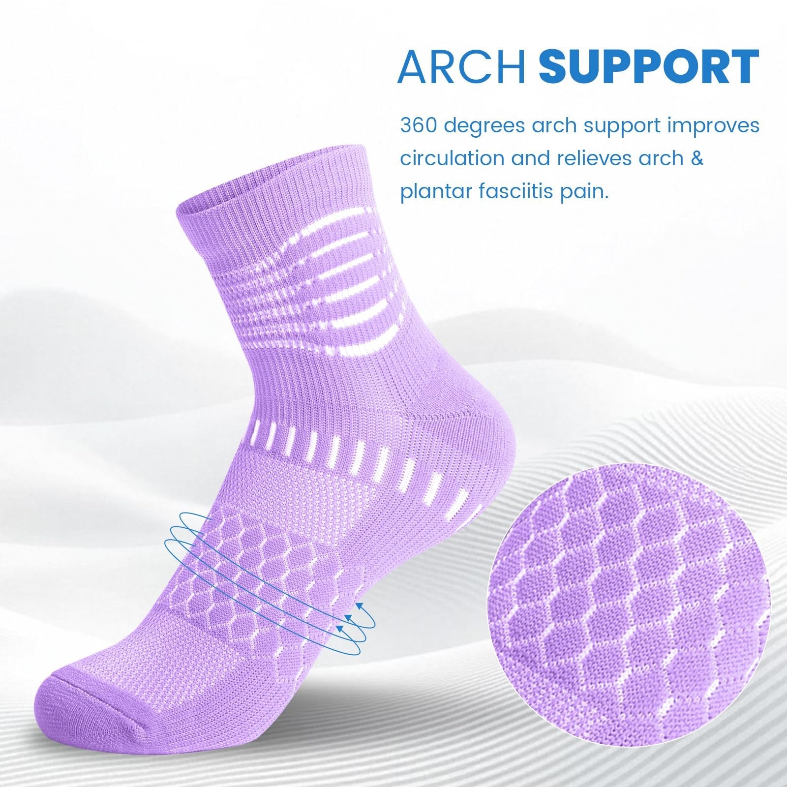 Ankle Compression Socks for Plantar Fasciitis Relief – Cushioned Athletic 3/5 Pa