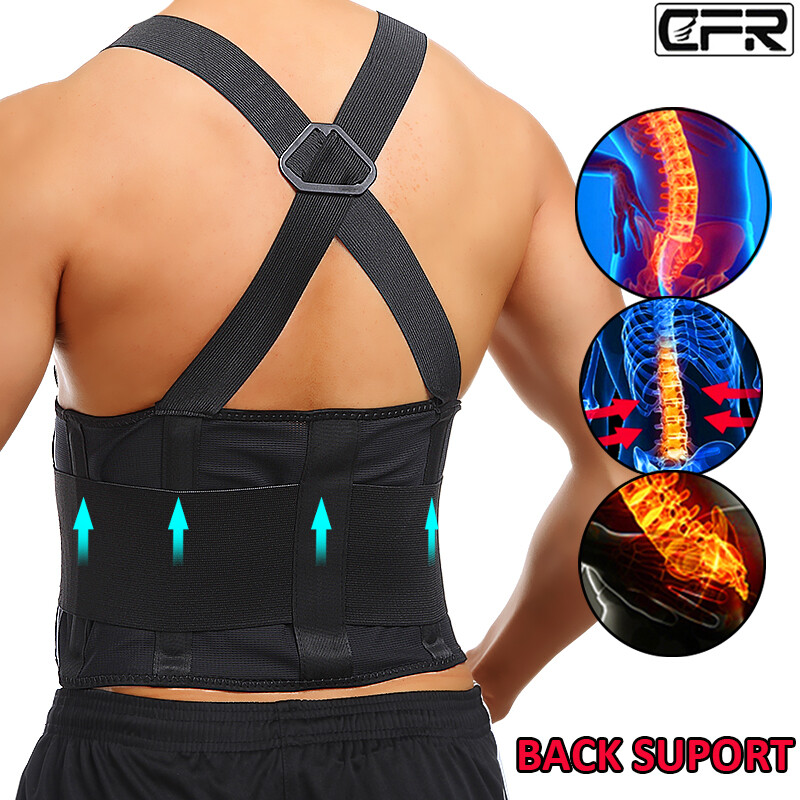 Heavy Duty Lift Lumbar Lower Back Waist Support Belt Brace Suspenders for Work