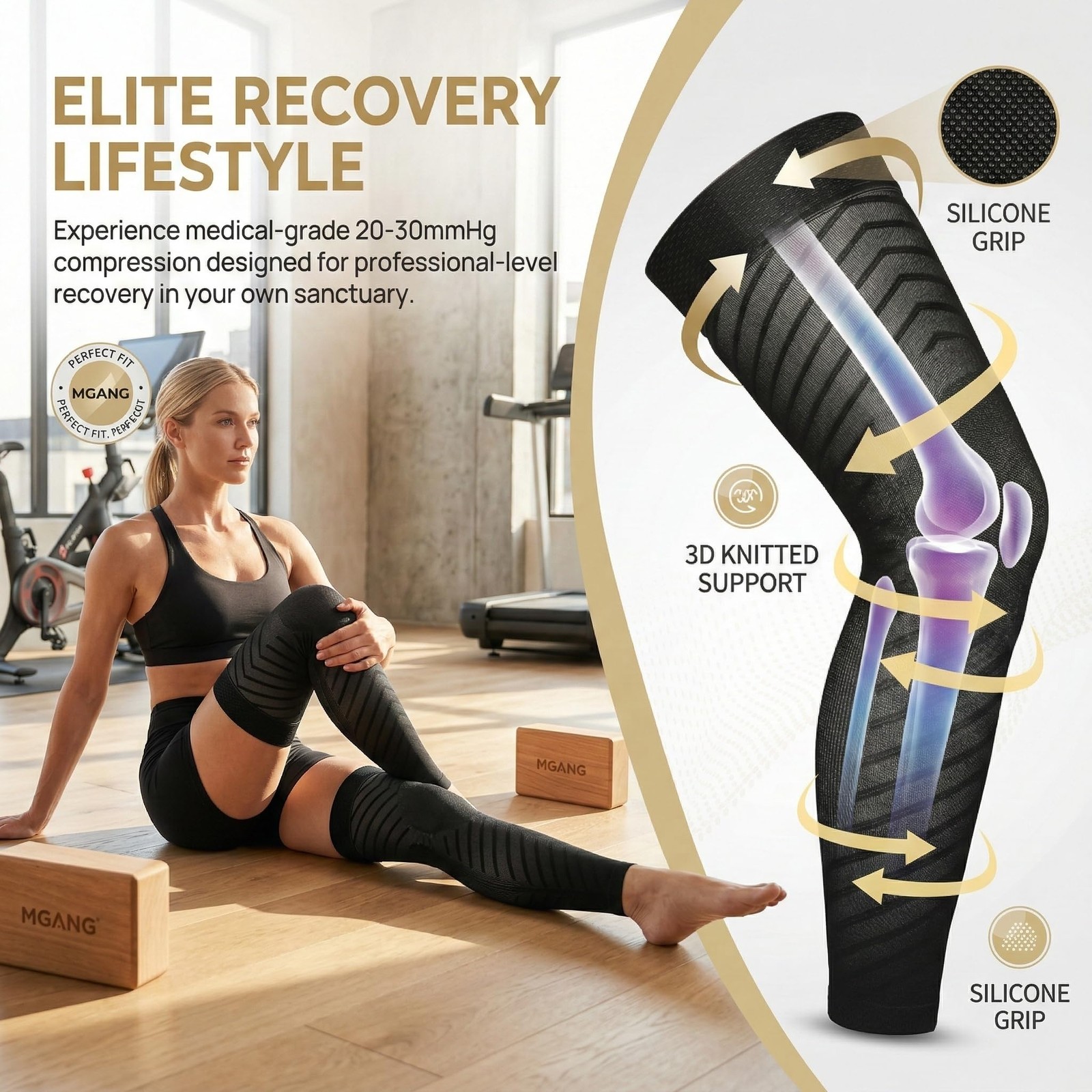 Full Leg Compression Sleeves for Men & Women, Thigh High 20-30mmHg Graduated …
