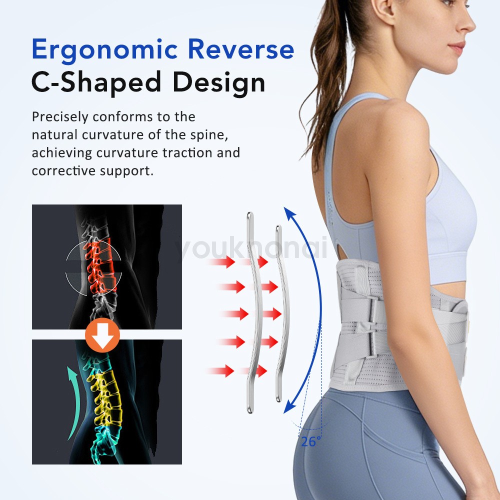 Medical-Grade Lumbar Support Belt for Back Pain Relief with Steel Plates、M-XXL