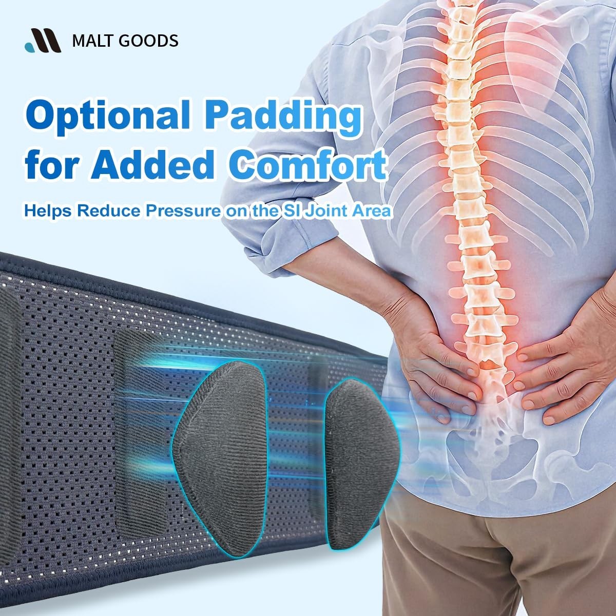 Widened SI Joint Support Belt with 3D Massage Pads – Anti-Slip Sacroiliac Brace