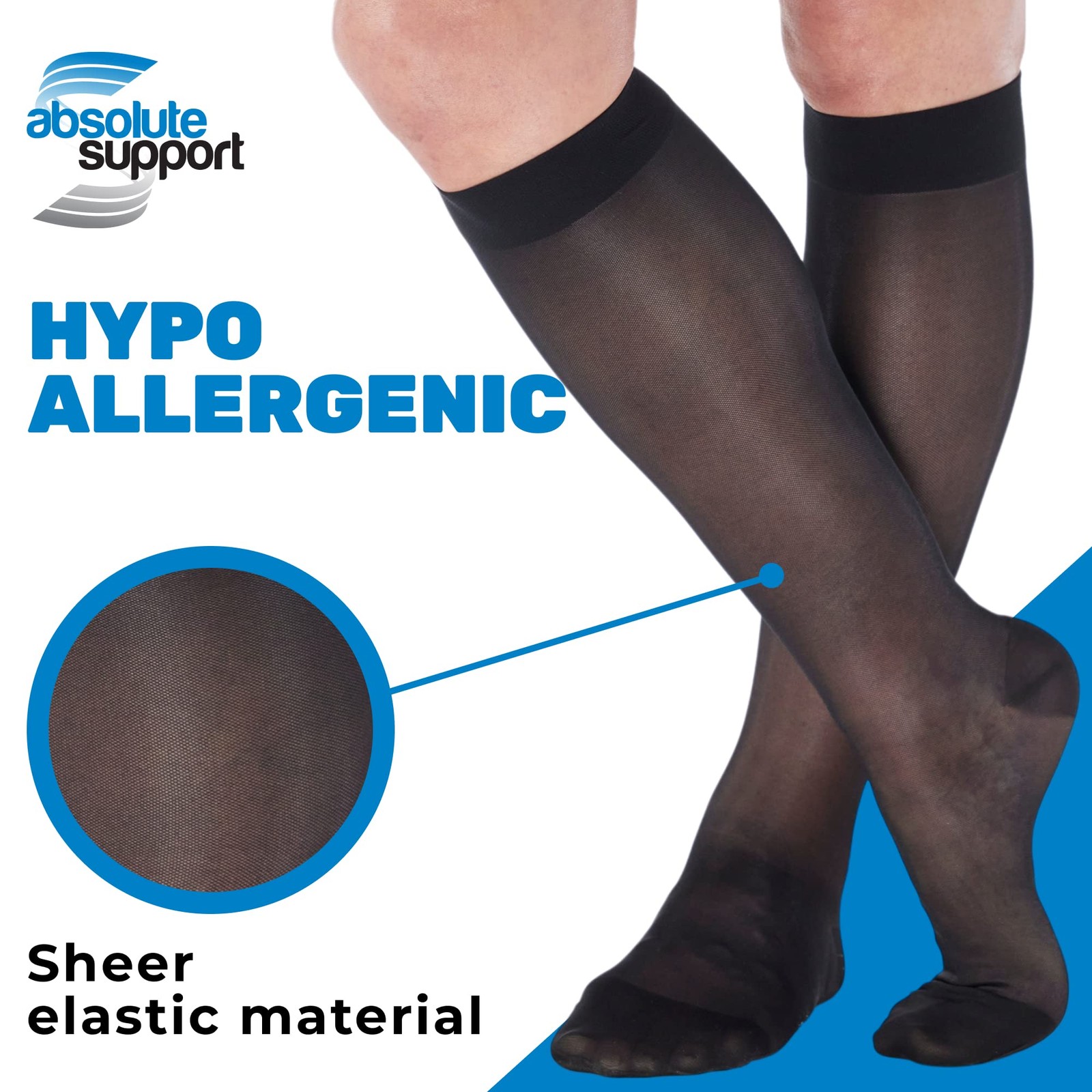 3 Pairs Closed Toe Compression Stockings Women 15~20 mmHg Black XL