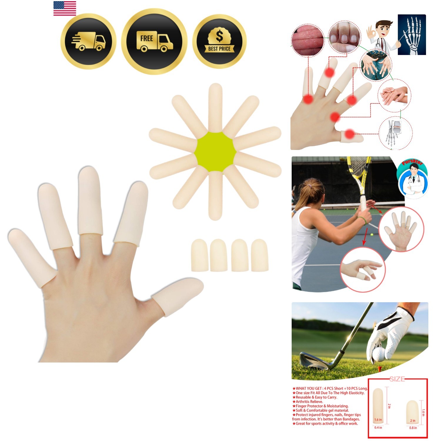 Gel Finger Cots, Finger Protector Support14 PCS NEW MATERIAL Finger Sleeves G…