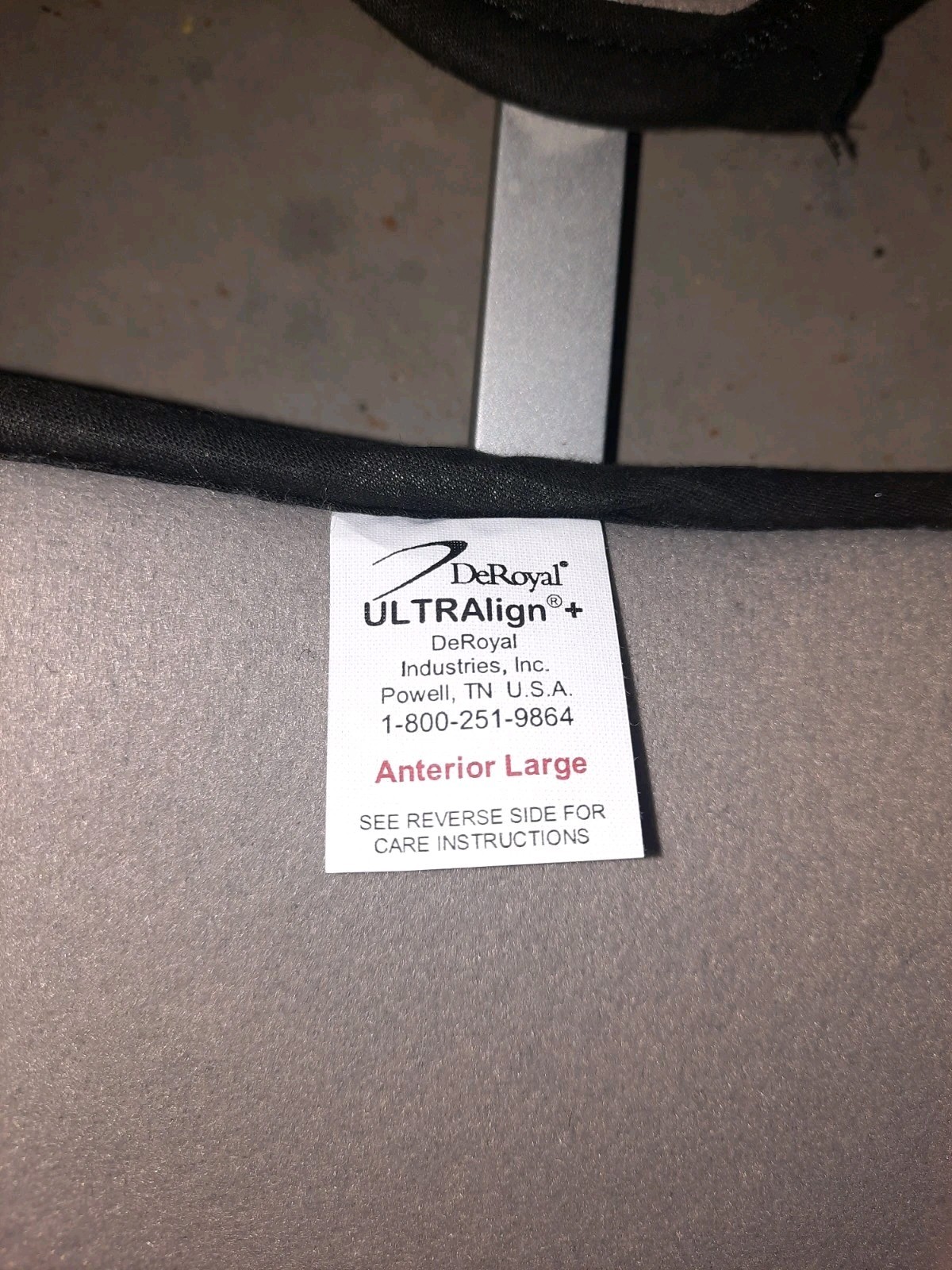 DEROYAL ULTRAlign + TLSO Lumbar Support Back BRACE, Size Large Black And Grey