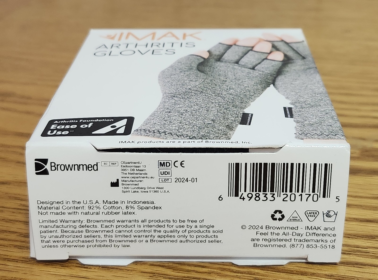 New IMAK Compression Arthritis Gloves Size Small Gray Brownmed A20170