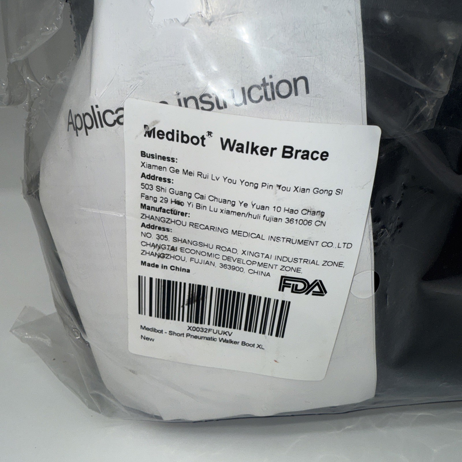 Medibot Walker Brace Short pneumatic, Size XL Left Or Right
