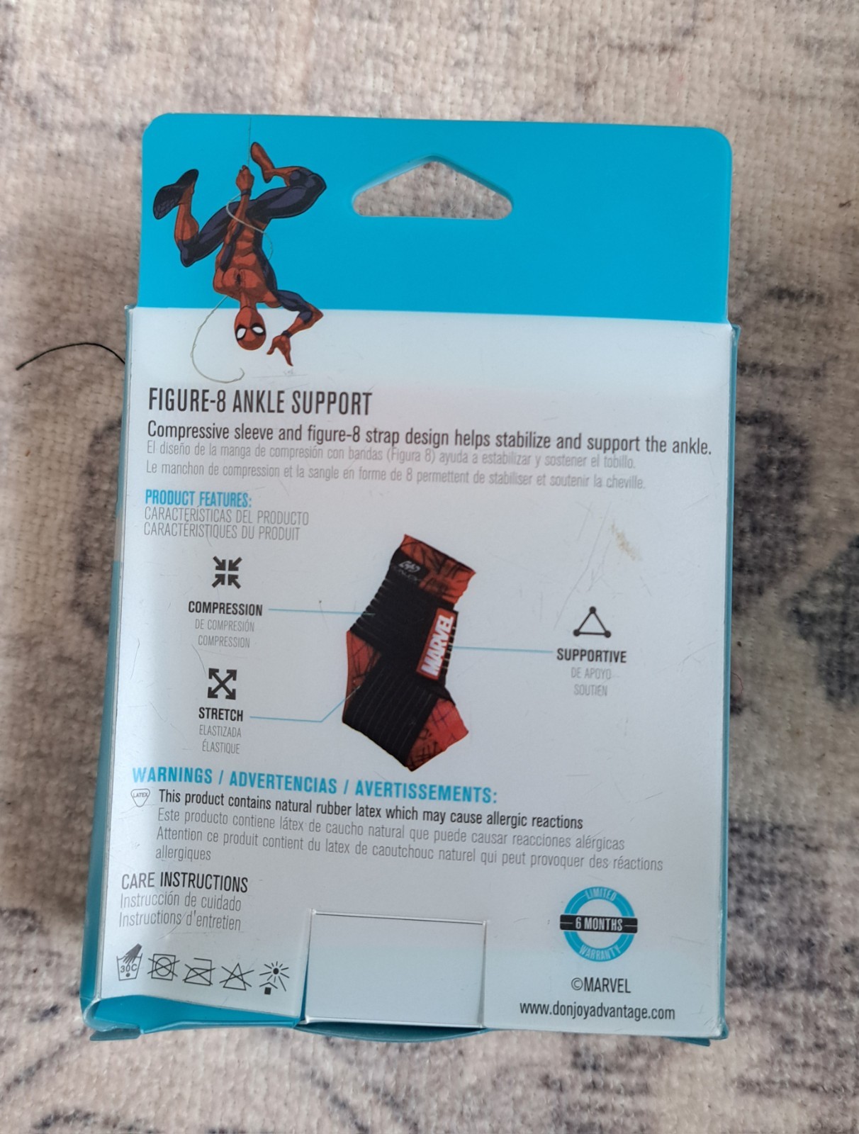 Donjoy Advantage Figure 8 Ankle Sleeve With Compression. Spiderman. Youth.