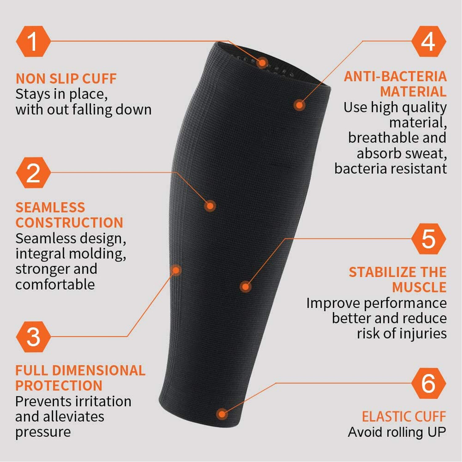 Pair Compression Socks Calf Sleeve Leg Support Brace 15-25mmHg Men Women Sports