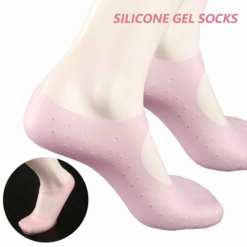 Silicone Gel Solid Thin Heel Socks Cracked Foot Skin Care Protector Feet Case