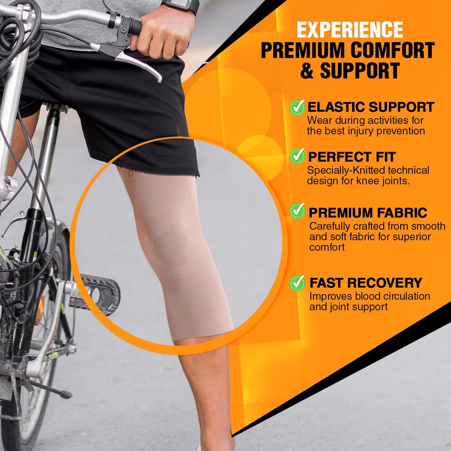 Doc Miller 2 Pack Knee Compression Sleeve Brace for Men & Women Large, Beige
