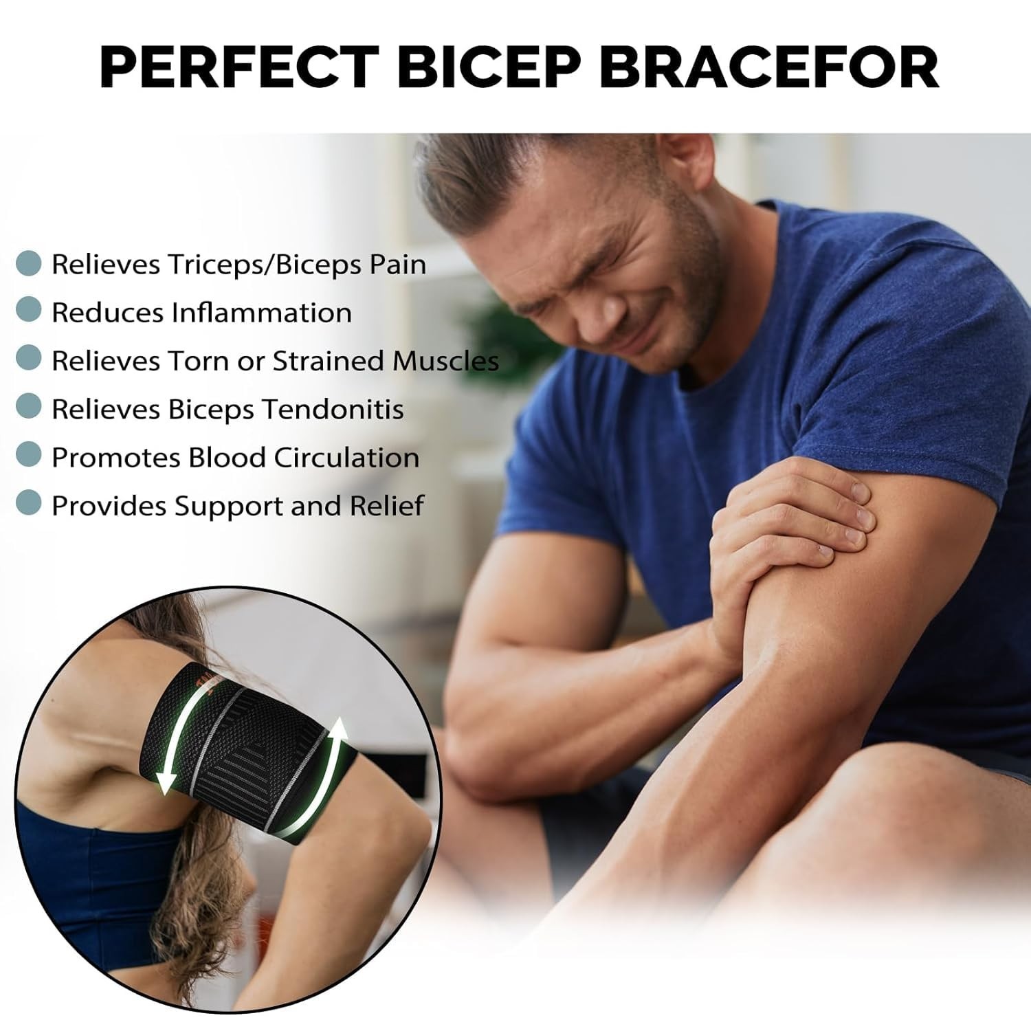 Gray Bicep Tendonitis Brace for Effective Pain Relief – Comfortable Large Size