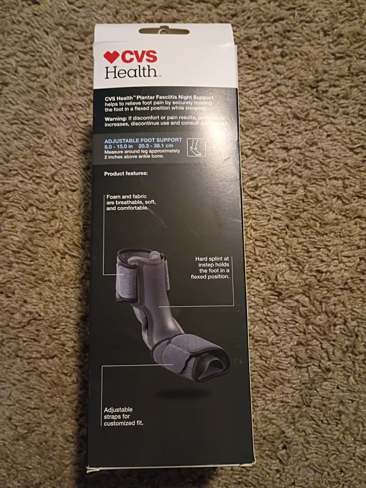 CVS Health Firm Support Foot Plantar Fasciitis Night Support One Size Open Box