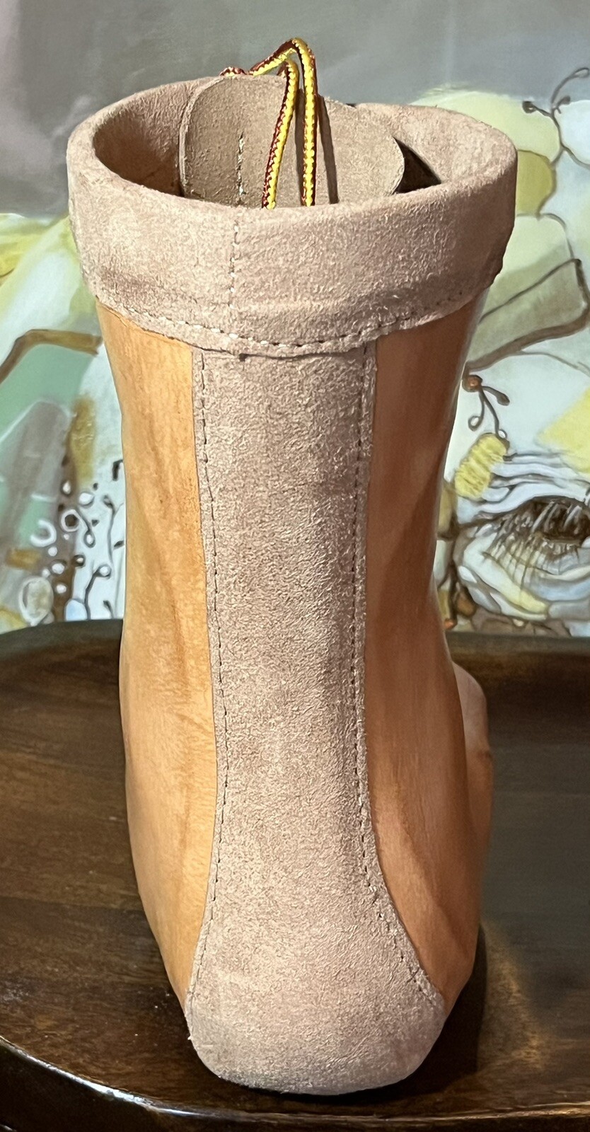 Tan Brown Leather Orthopedic Boot Lace Up Right Foot Custom Small ~9″ Tall