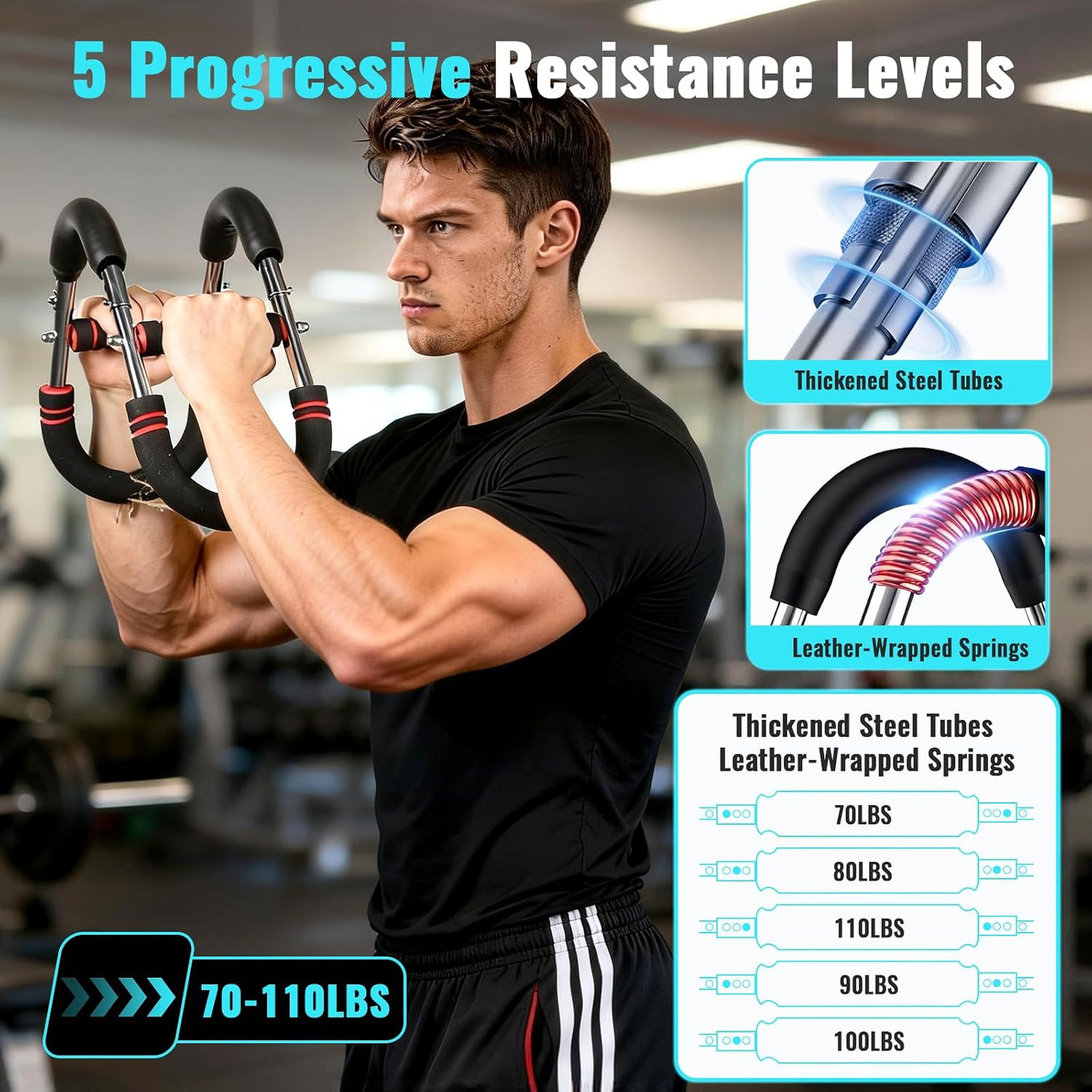 Twister Arm Exerciser, Adjustable Chest Workout Equipment for Men Women Home Gym
