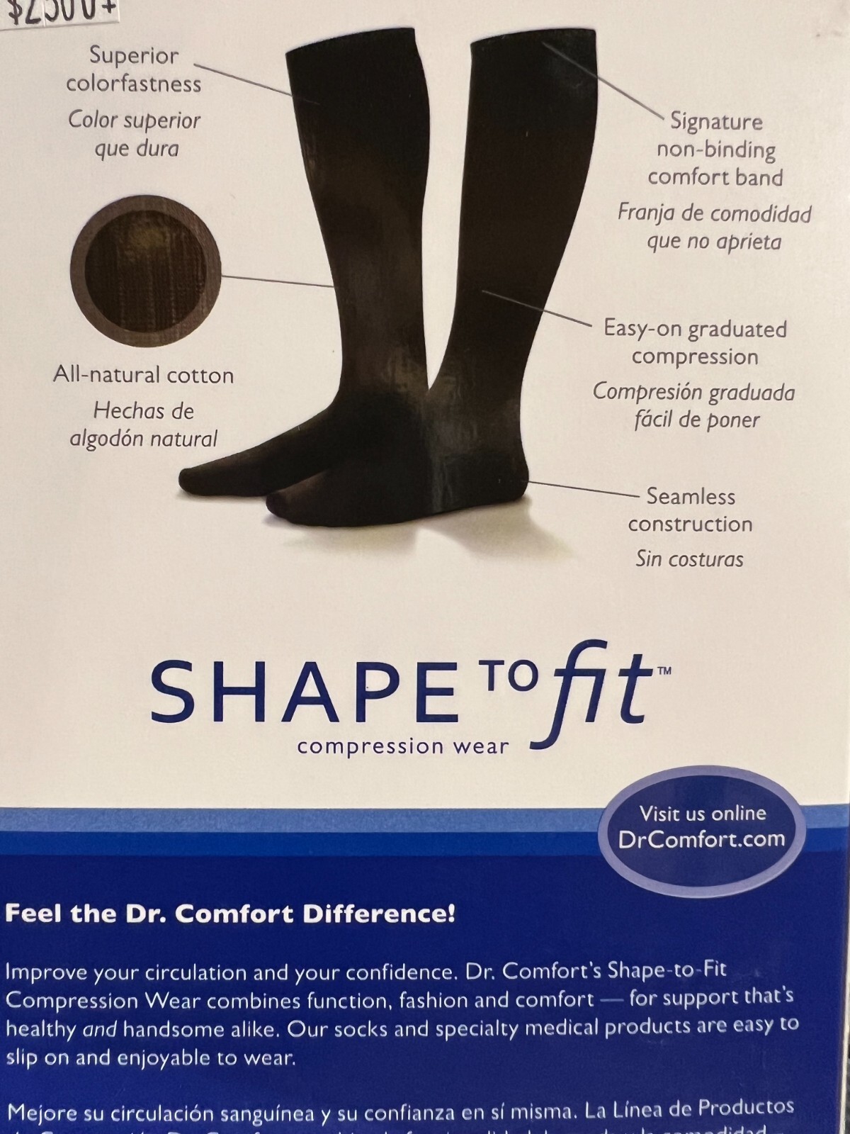Dr. Comfort Men’s 20-30 mmHg Calf High Medical Cotton Dress Socks COLORS & SIZES