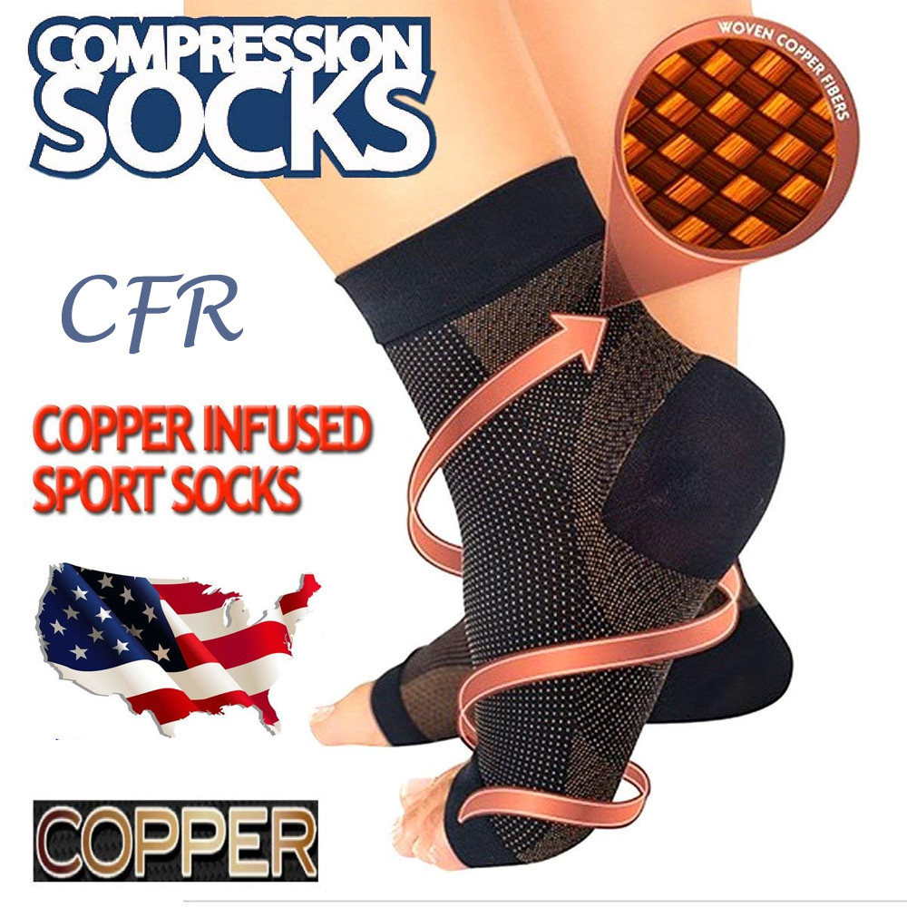 Plantar Fasciitis Compression Socks Heel Foot Arch Pain Relief Support COPPER