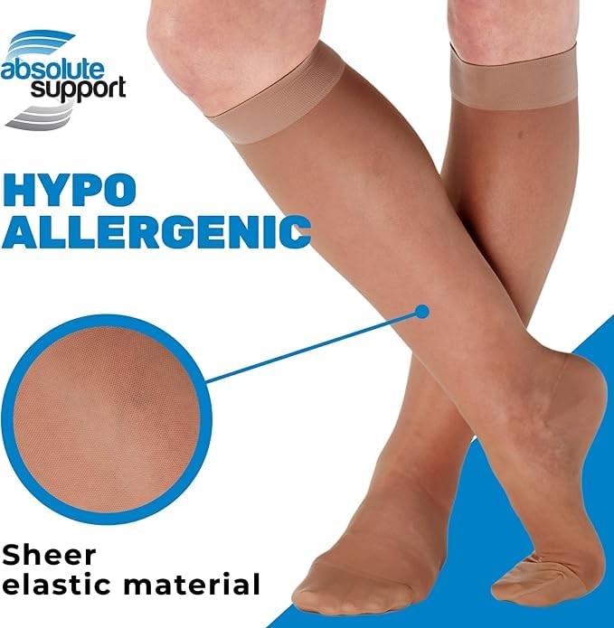 ABSOLUTE SUPPORT Women’s Compression Socks 15~20 mmHg Knee High Beige Large
