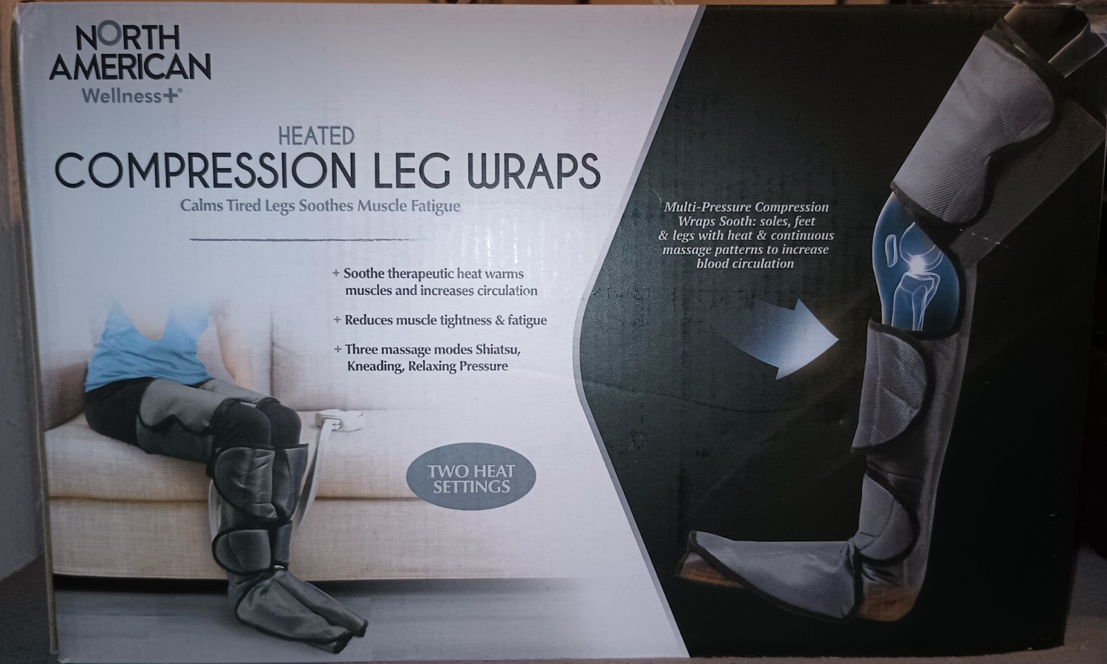 North American Wellness heated air Compression Leg Wraps w/ Handheld Control