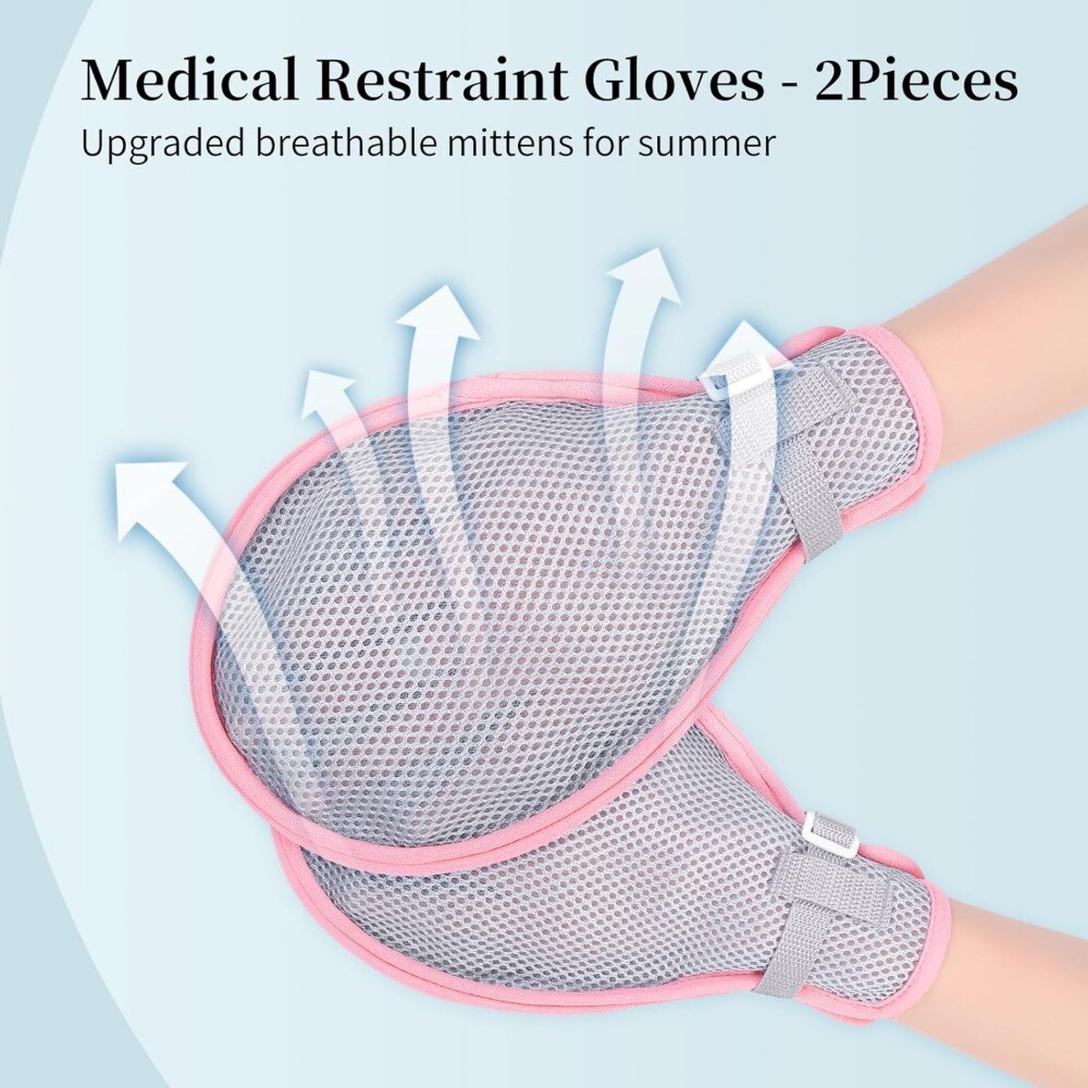 2Pcs Restraint Gloves Hand Protective Mitts for Dementia Elderly Autistic Child