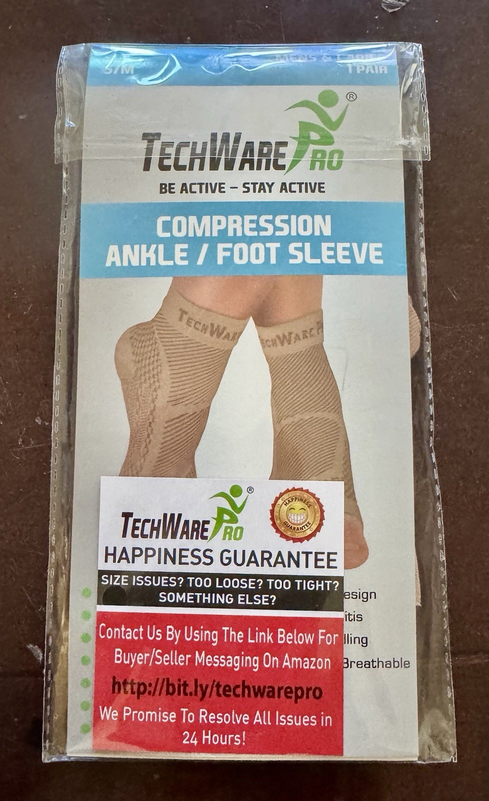 TechWare Pro Ankle Foot Brace Compression Sleeve, Injury Sleeve, Unisex, S/M