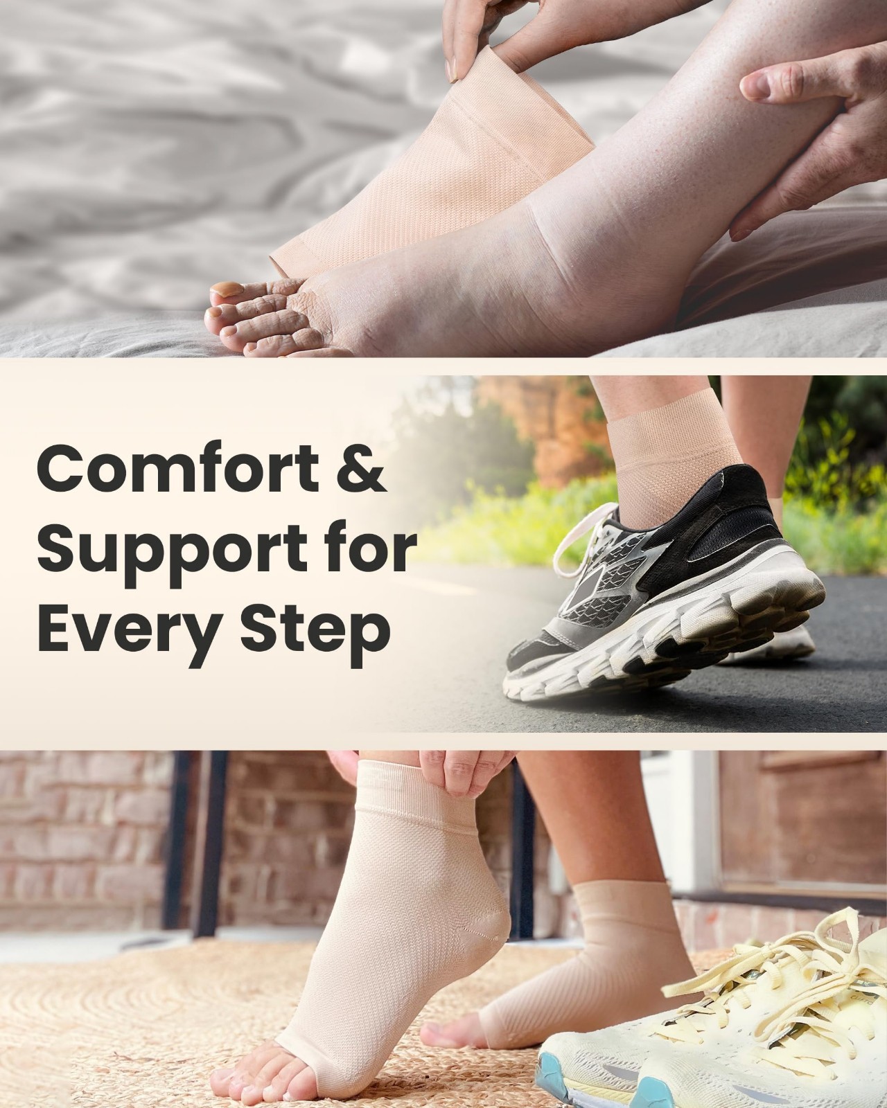 Ankle Compression Sleeves – Open Toe Socks for Plantar Fasciitis, Swelling & Sup