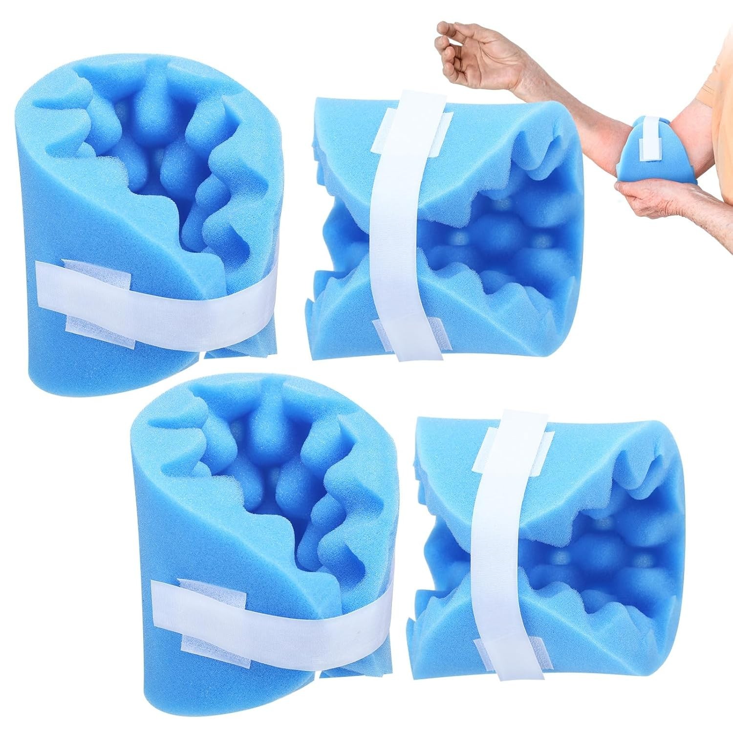 “4PCS Blue Elderly Elbow Pads Adjustable Pressure Relief – One Size”