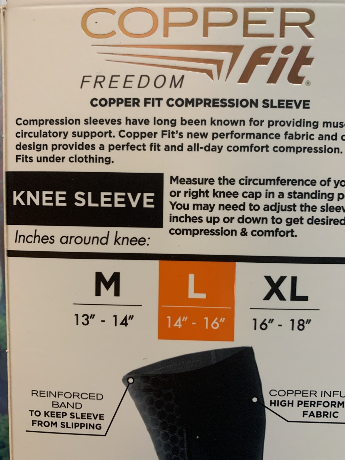 original Copper Fit CF2KNLG6 Knee Compression Sleeve – Black