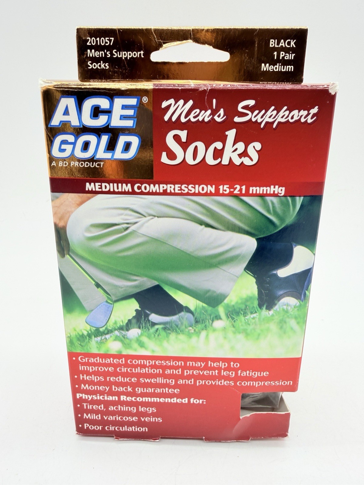 Ace Gold Men’s Support Socks, Black, Medium, 1-Pair Package