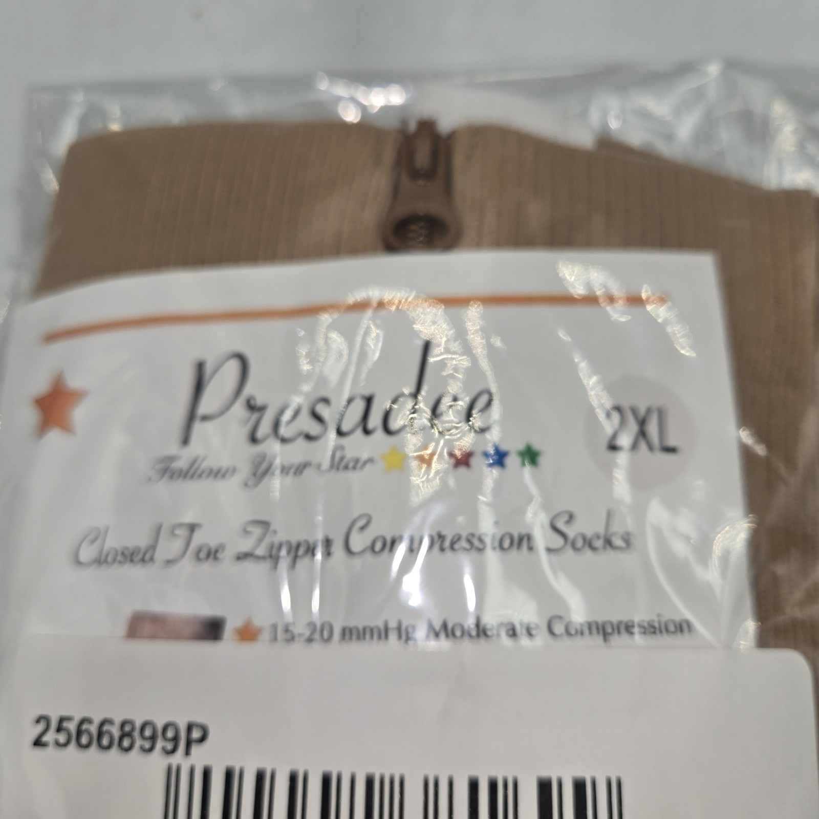 Compression Leg Closed Toe Socks Presadee 15-20 mmHg 2XL Moderate Beige