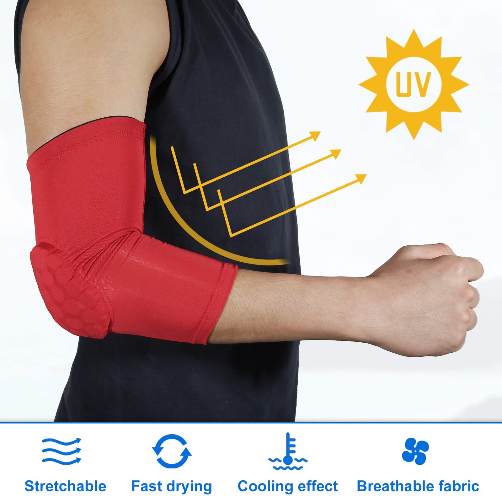 2 Pcs Elbow Brace Compression Support Sleeve Joint Pad Red Medium Size