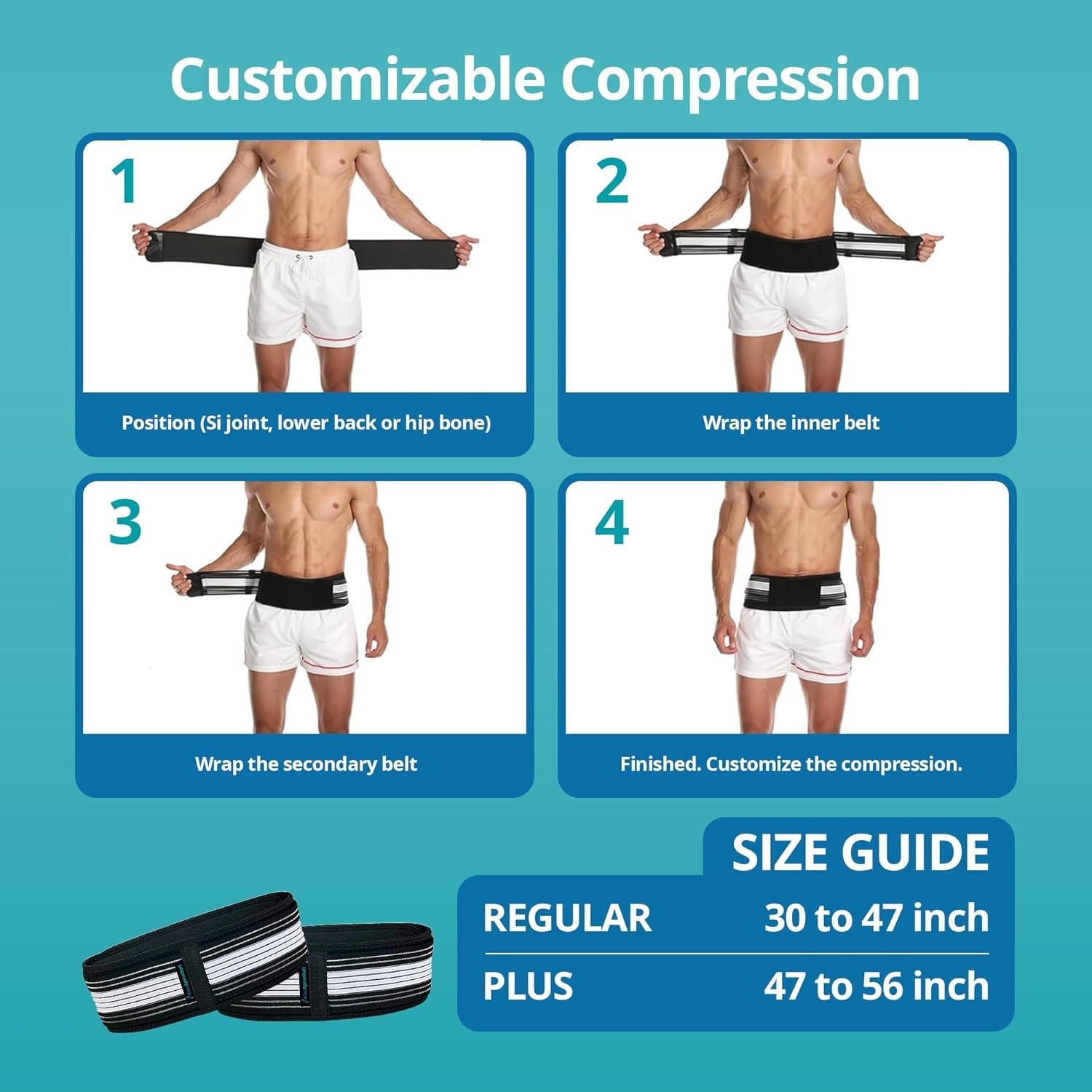 Sleek Kizu Low-Profile SI Joint Support Belt – Adjustable Sciatica Pain Relief