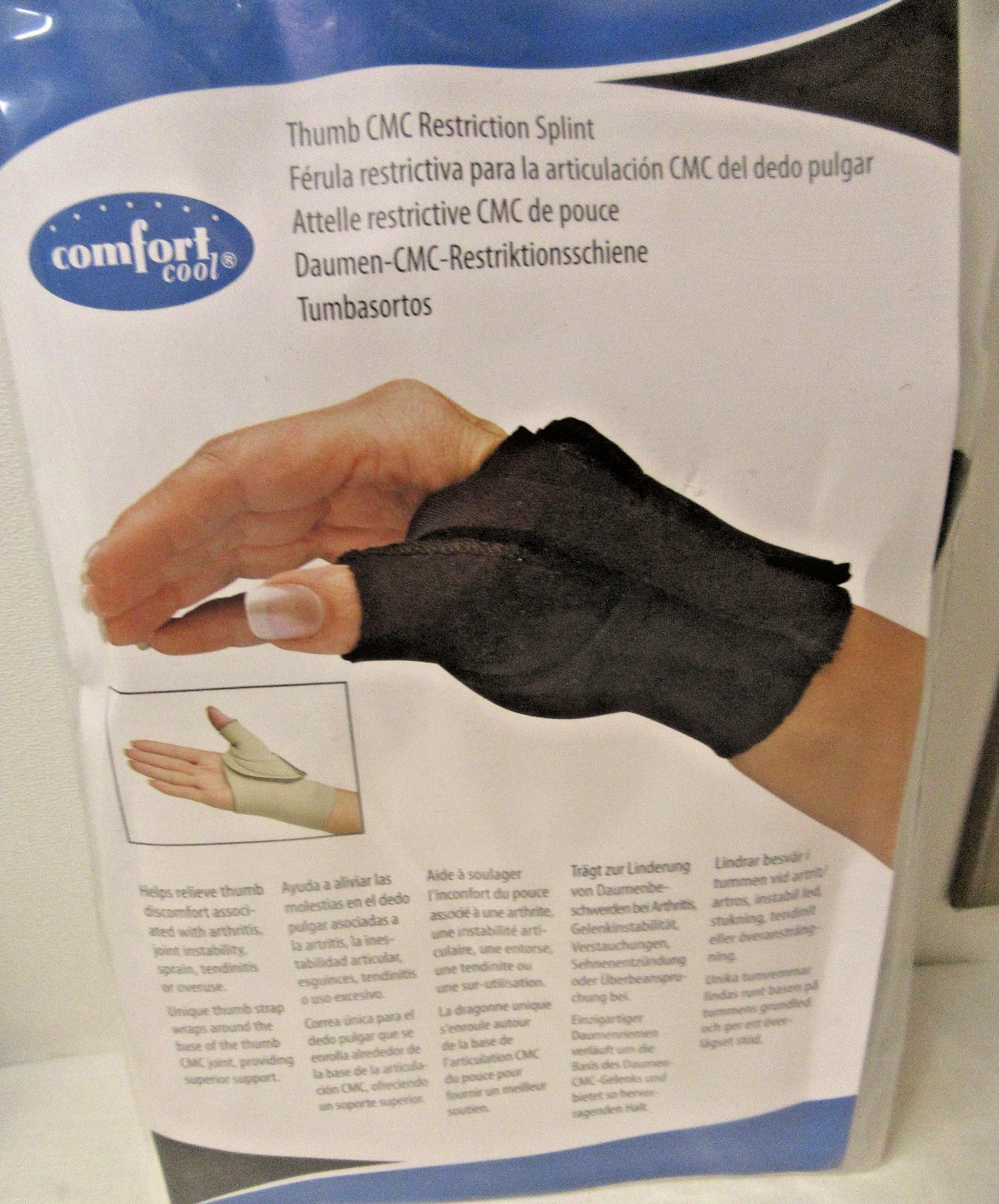 NEW Comfort Cool Thumb CMC Restriction Splint BLACK RIGHT X LARGE NC79551