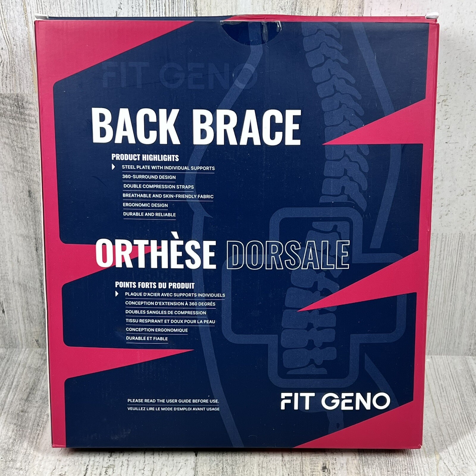 Back Brace for Men and Women Medium Unisex Adjustable Black Fit Geno