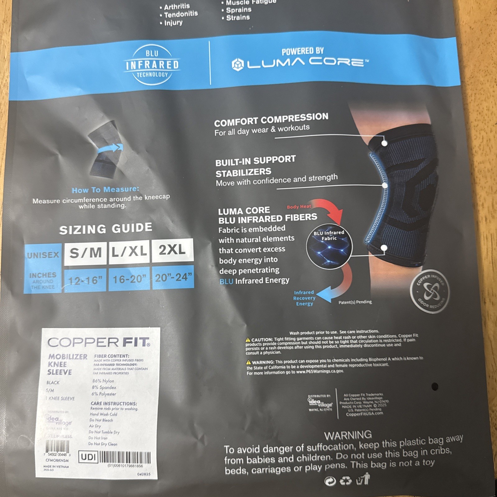 Copper Fit Knee Sleeve Compression S/m