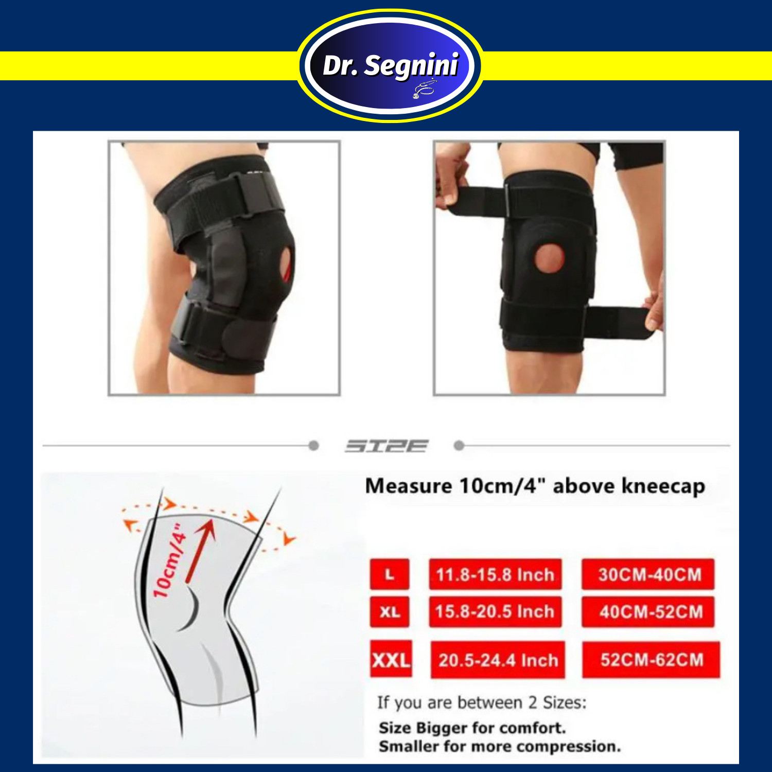 KNEE BRACE HINGED COMPRESSION SLEEVE JOINT SUPPORT OPEN PATELLA STABILIZER WRAP✅