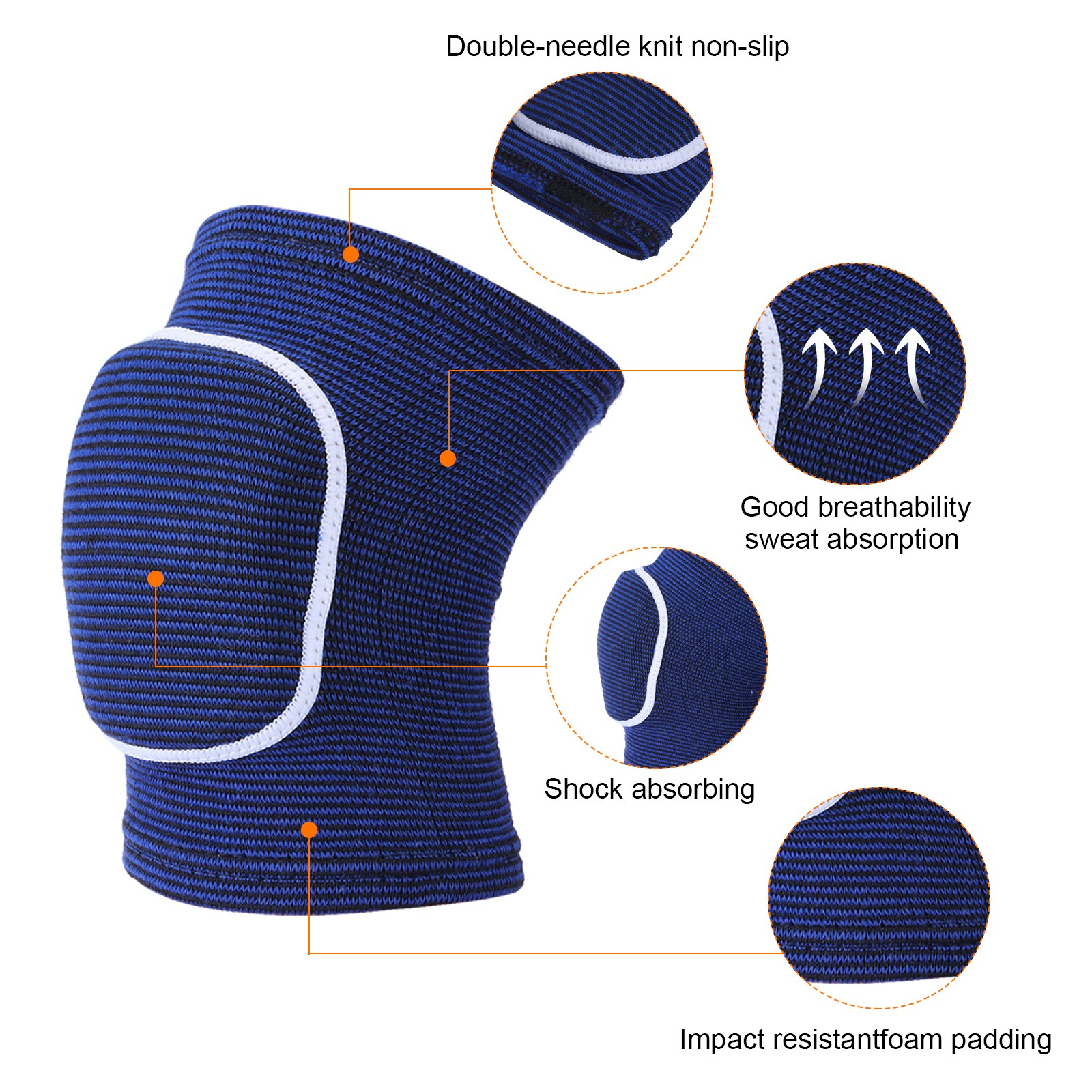 3 Pairs M Dance Knee Pads Volleyball Protective Sponge Brace Blue