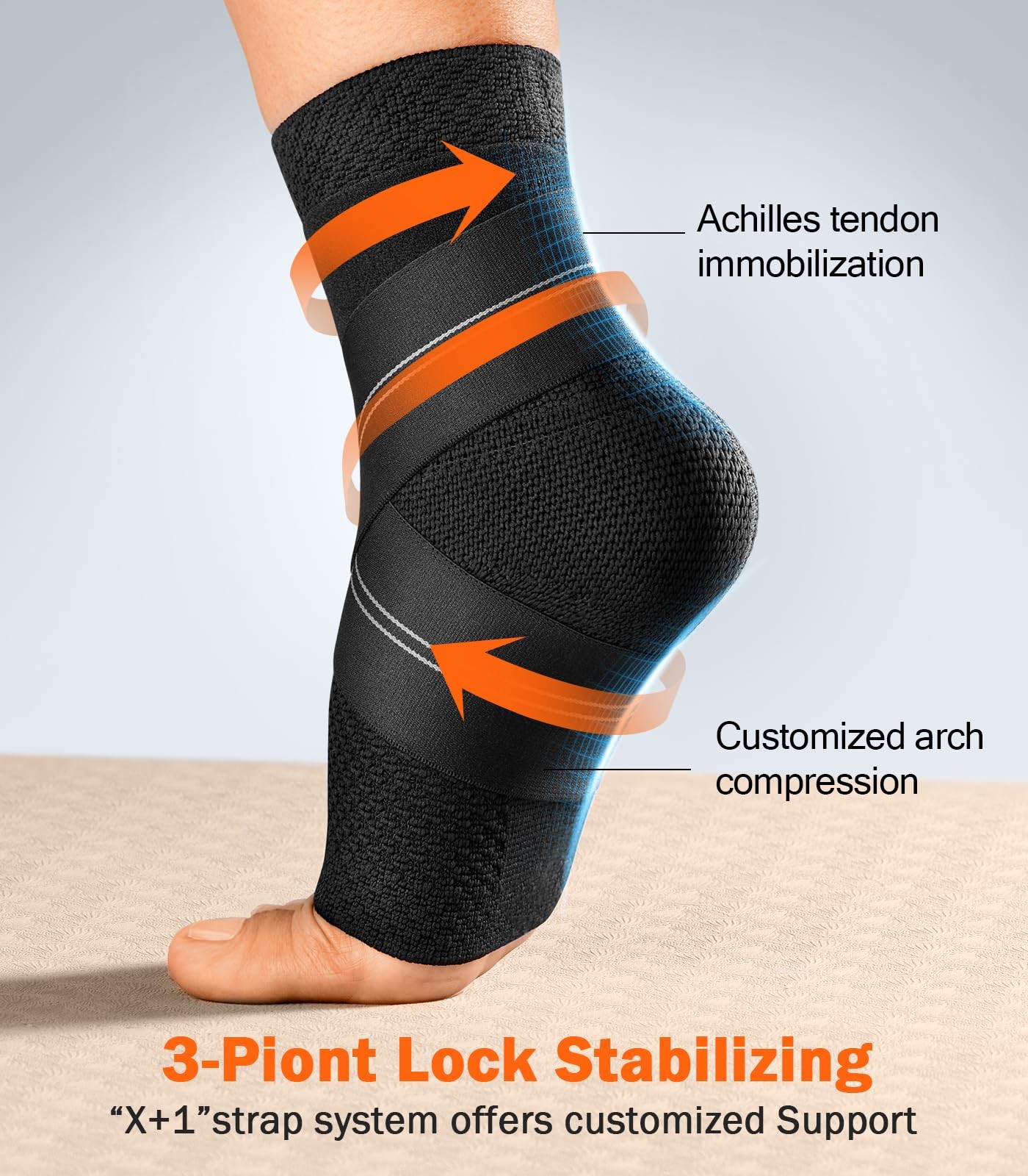 WHCOOL Flat Knitting Ankle Brace For Women&Men, Large, Black(Pack of 1)