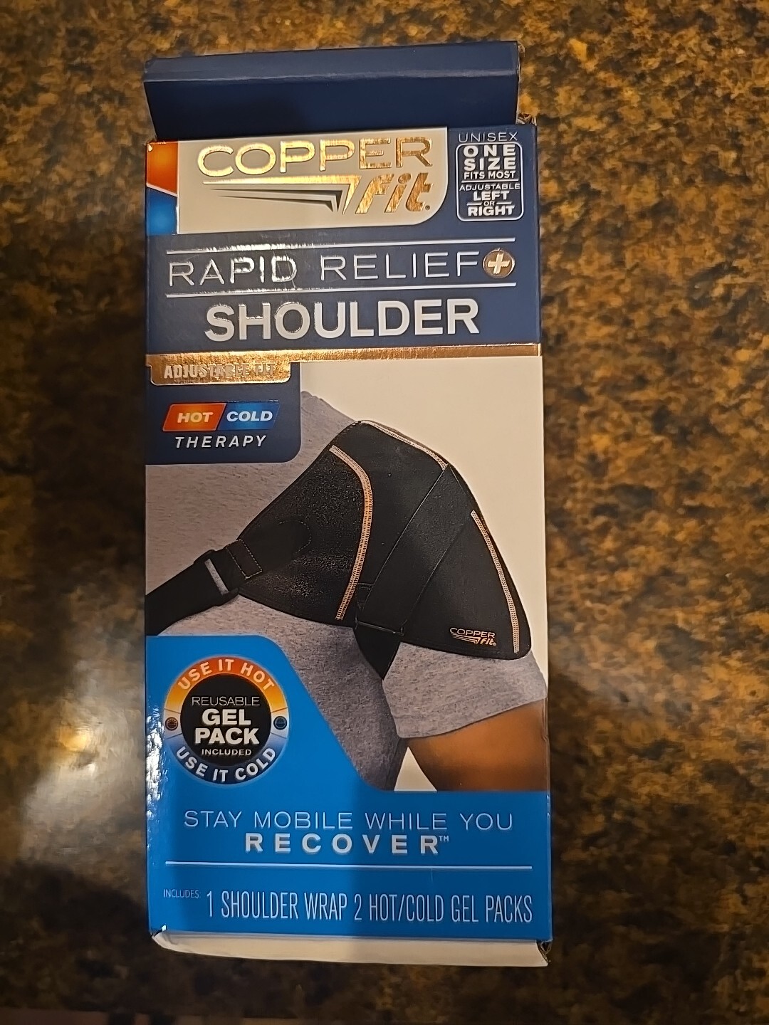 COPPER FIT RAPID RELIEF HOT COLD SHOULDER WRAP RIGHT LEFT ADJUSTABLE