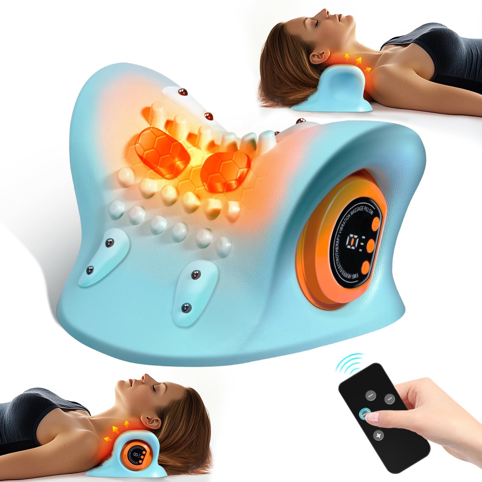 Neck Massager Pillow with Heat, 3 Modes, Cervical Massager for Neck Pain Rel