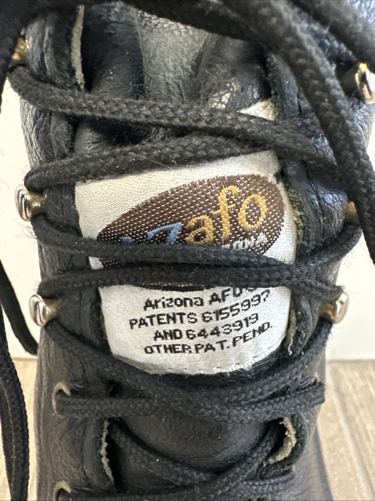 Arizona AFO AZafo Leather Left Leg Foot Ankle Brace Black Lace Up Hook Closure
