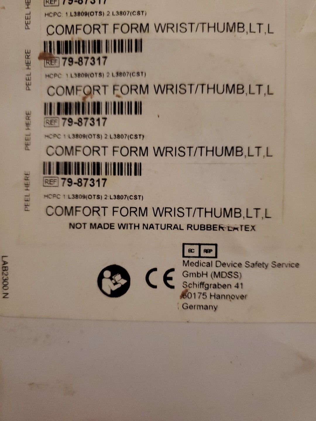 Procare Left Hand Comfort Form Wrist/thumb Suport Size Large Color Black.